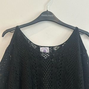 Black crochet tunic top